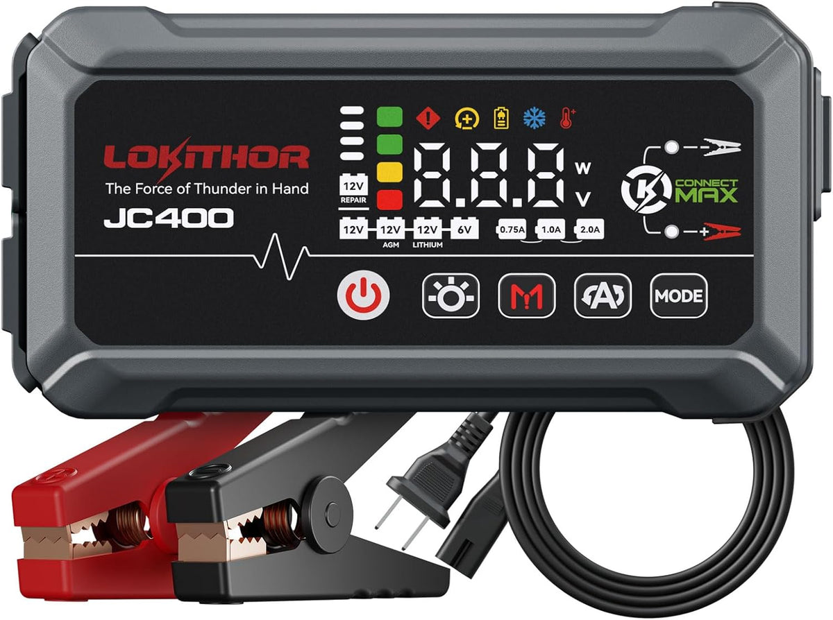 LOKITHOR JC400 2A/1A/750mA 6/12V Car Battery Charger & 2500A Jump Starter
