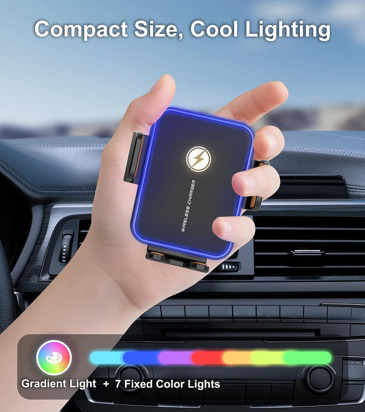 15W Auto-Clamping Wireless Car Charger Mount, Air Vent Cell Phone Holder