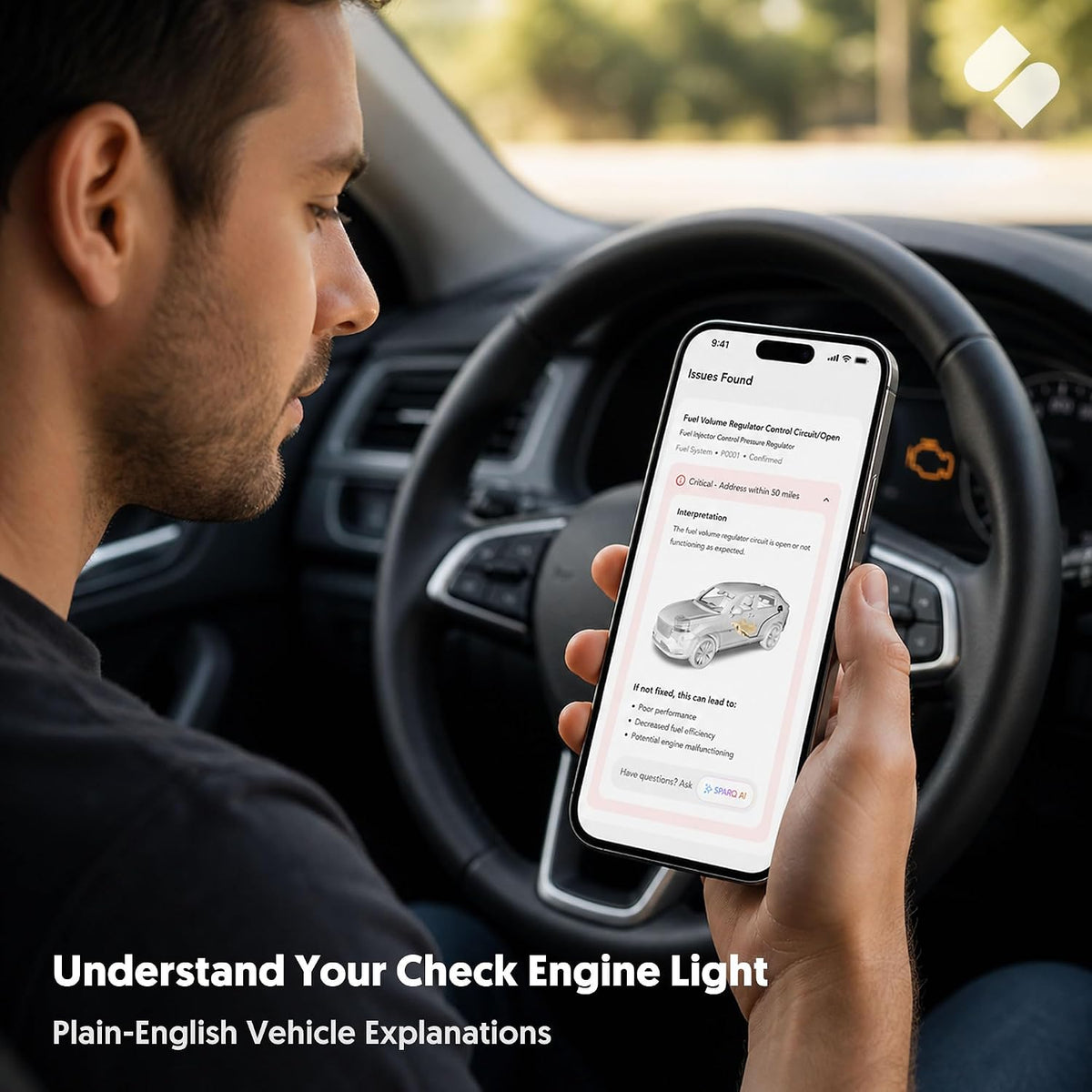 OBD2 Scanner for iPhone/iOS, Bluetooth Vehicle Diagnostics, No Subscription