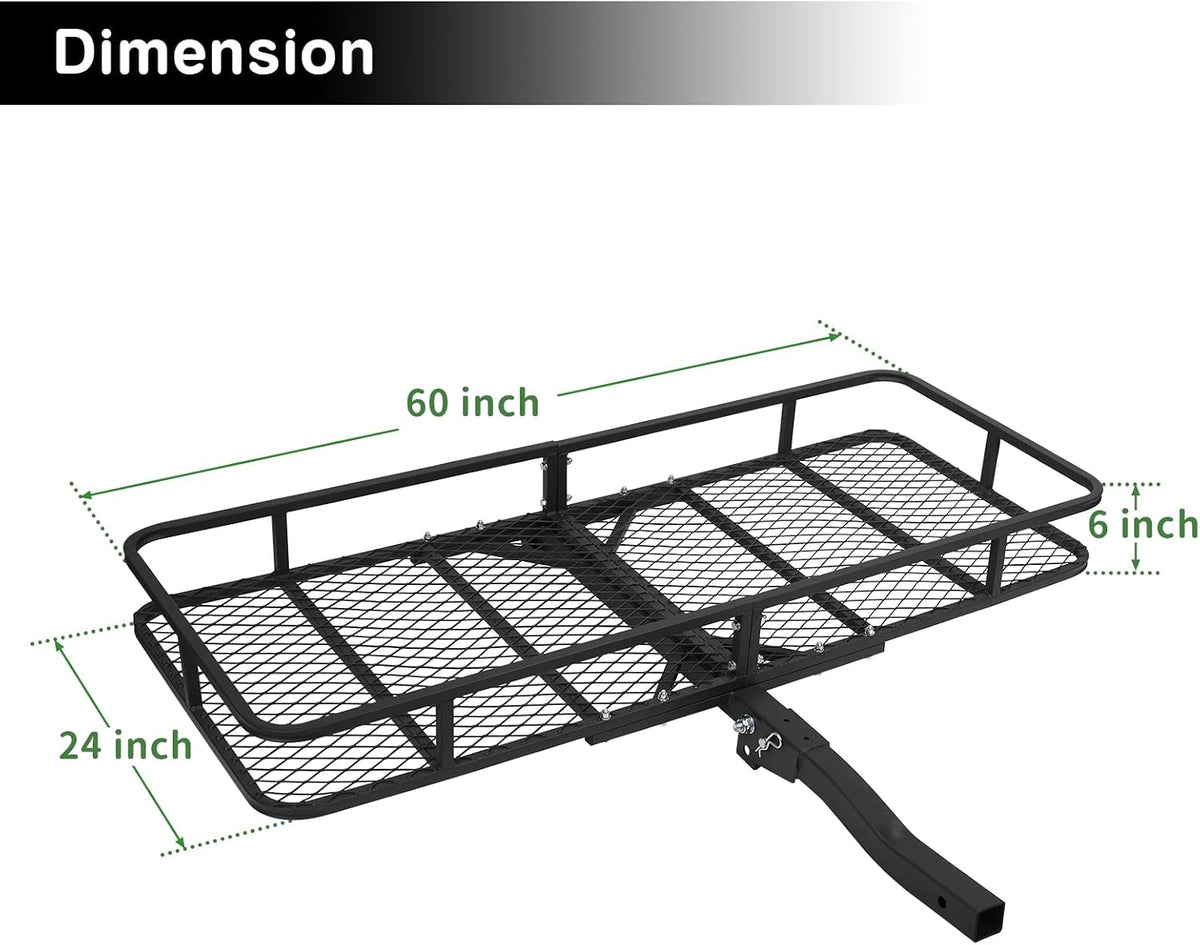 Leader Accessories Folding Hitch Cargo Carrier 60"x24"x6", Fits 2" Receiver