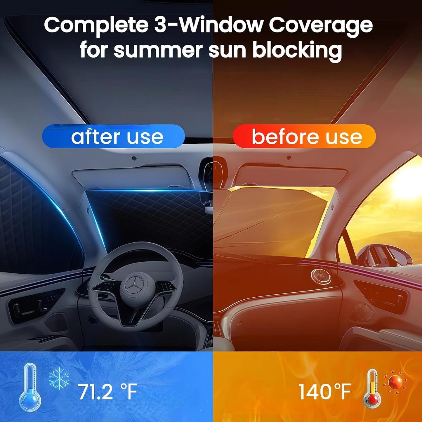 Thickened Full Windshield + Side Window Coverage ，Winter Car Windshield Snow Ice Cover Waterproof,Windshield Sun Shade Cover All Season Universal Protection for Cars, SUVs, Trucks,Minivans.