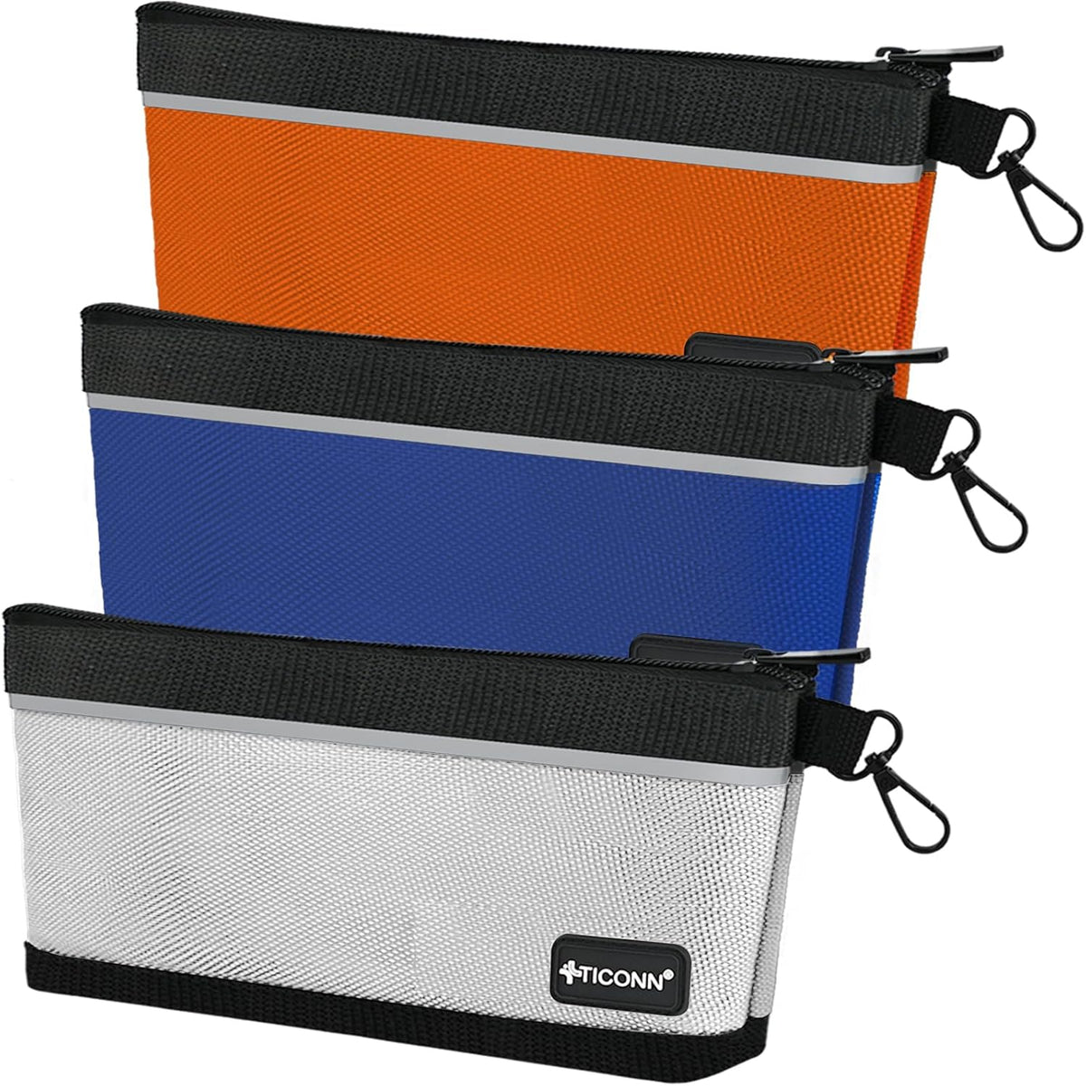 TICONN 3PK Tool Pouches with Zipper, Waterproof 1680D Oxford Small Tool Bag