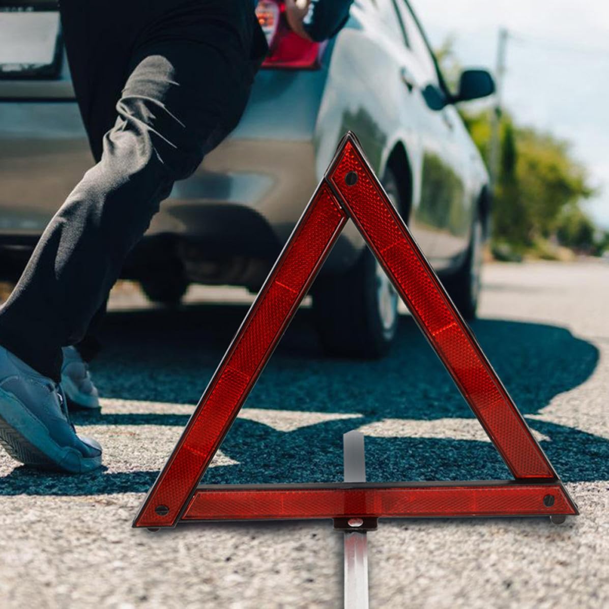 WOONEKY Foldable Reflective Warning Triangle 5pcs Roadside Sign for Cars
