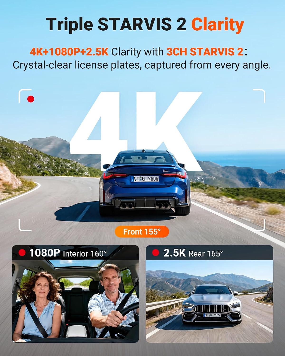 [Bundle-2 Items: Vantrue N4 Pro S Dash Cam & CPL & Hardwire Kit] Triple STARVIS 2 Dash Camera for Cars, 4K+1080P+2.5K Front and Rear Inside, HDR IR Night Vision, 24/7 Buffered Parking Mode, GPS