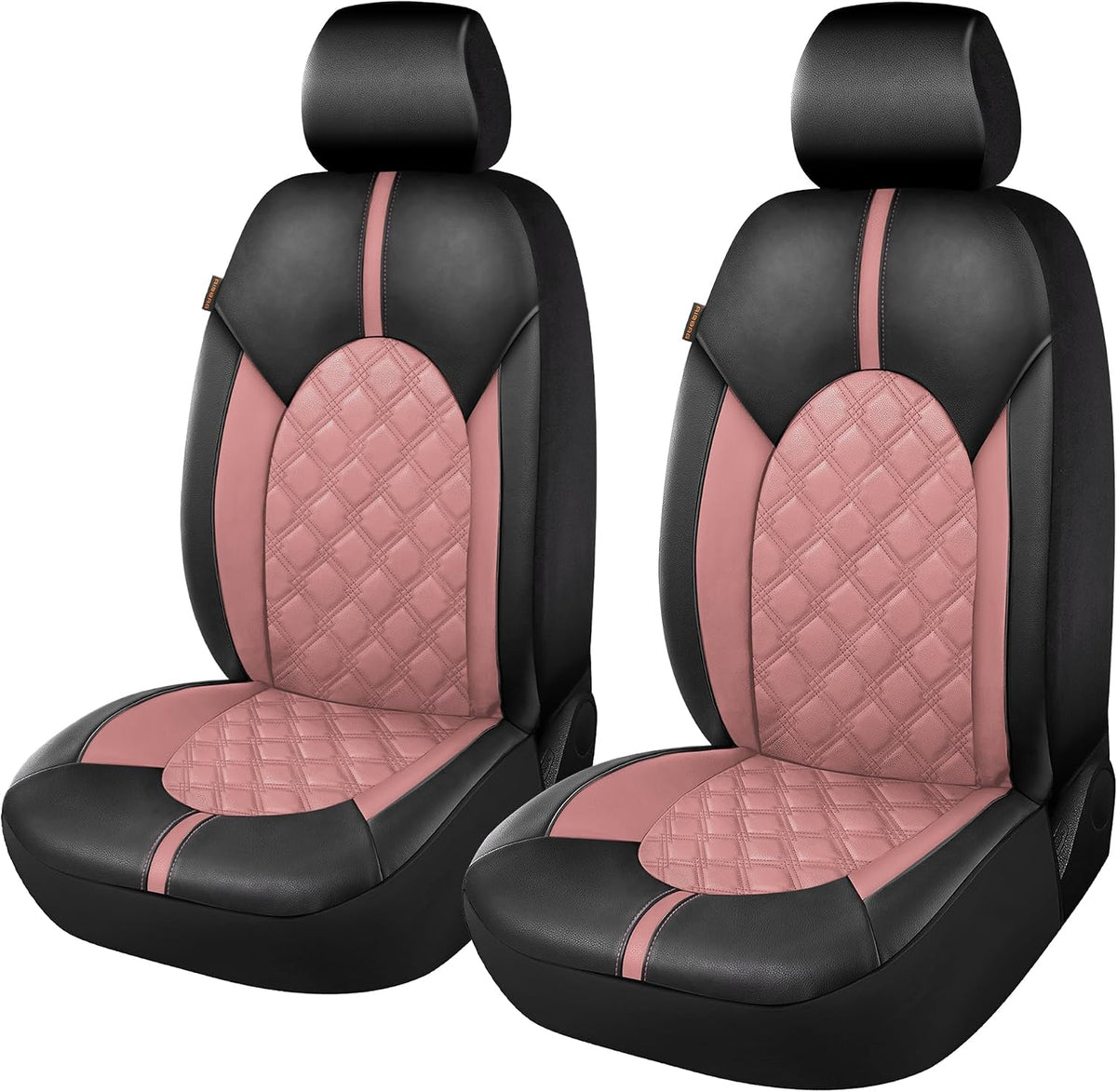 CAROMOP Luxury PU Leather Car Seat Covers Front Set, Anti-Stain Waterproof Automotive Seat Covers for Cars, Universal Car Interior Covers Seat Protectors for SUVs Pick-up Trucks(Dusty Rose)
