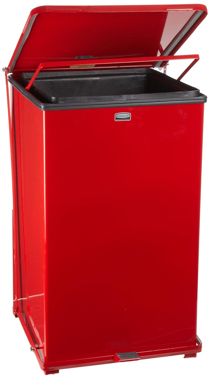 Rubbermaid Commercial Products Defenders Biohazard Steel Trash Can, Step-On, 6.5 GAL, Stainless Steel, Hospital/Doctor's Office/Healthcare Facilities