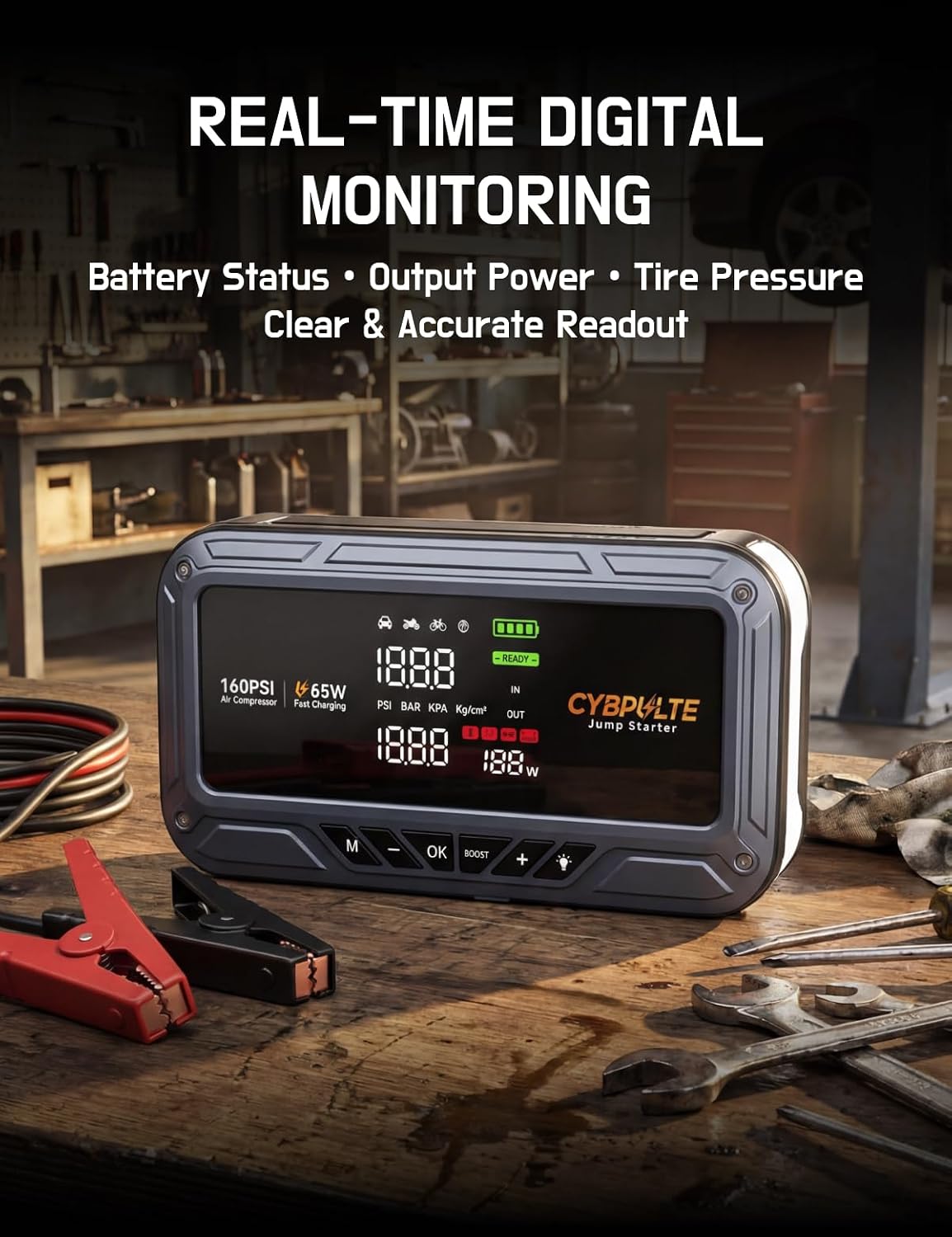 Jump Starter with Air Compressor 8000A 160 PSI,65W USB-C