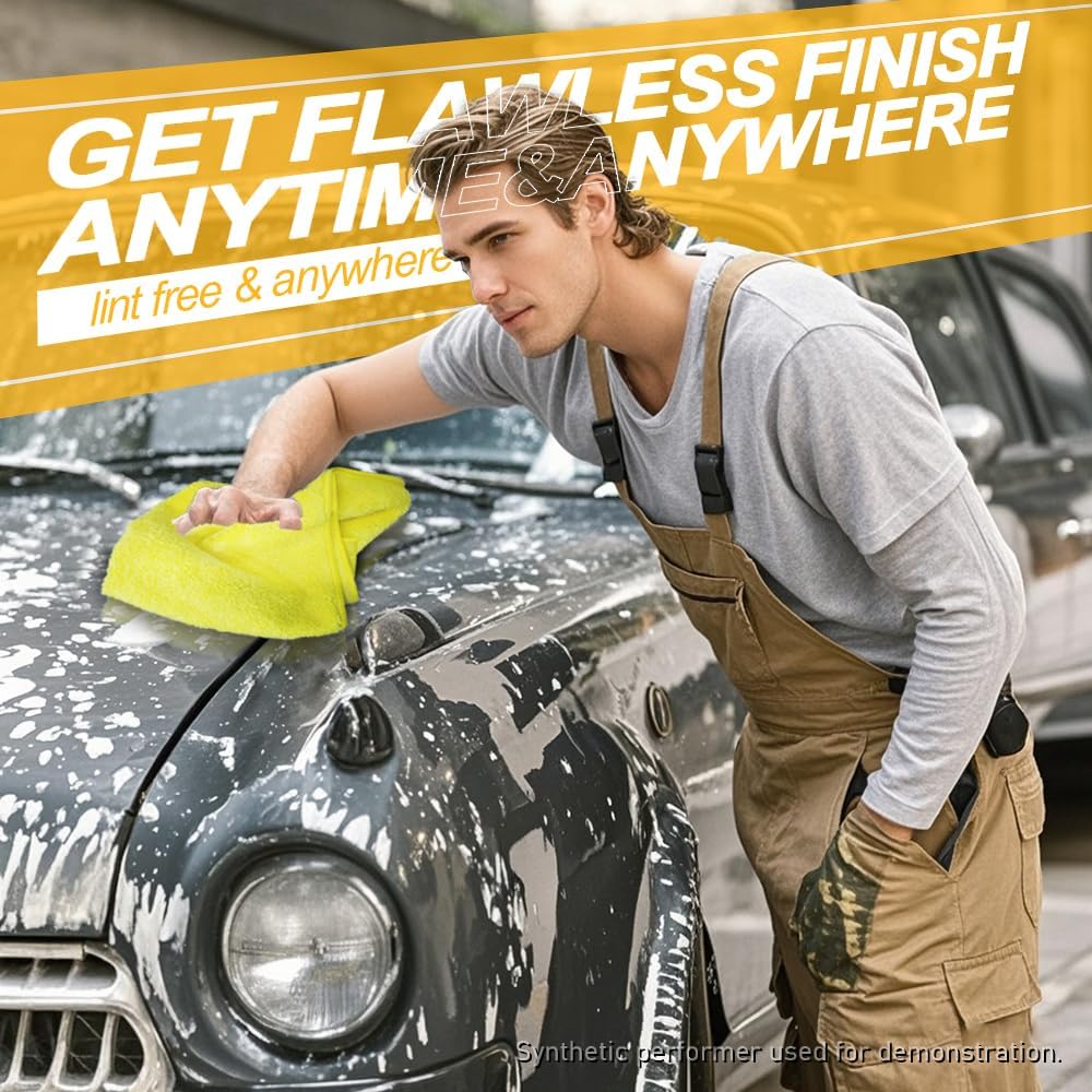 Car Wash Towels 16x16 - Microfiber, Yellow 6-Pack
