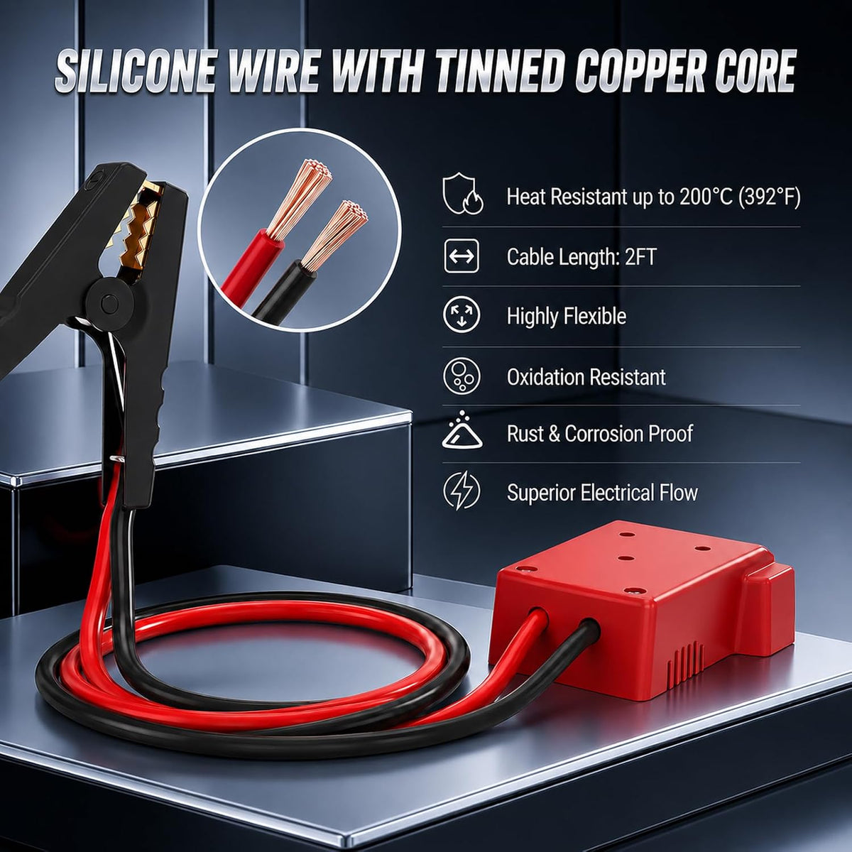 Joyzeal Jumper Cables with Adapter for Milwaukee 18V Batteries, 8 AWG Wire