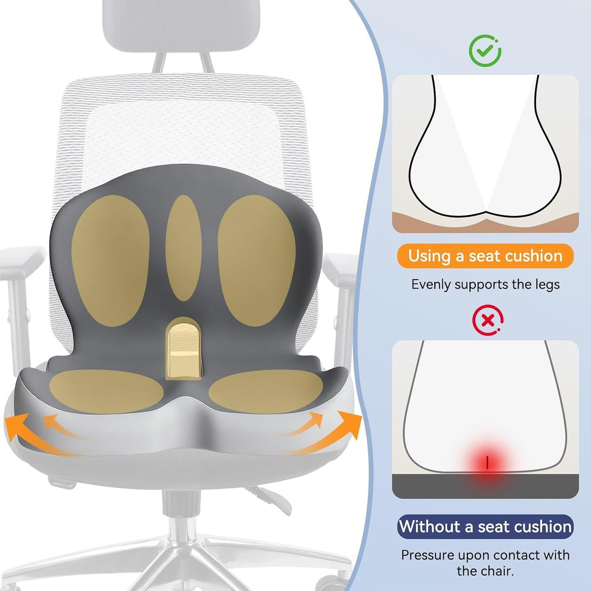 Memory Foam Car Seat Cushion, Ergonomic Pad for Driving & Office