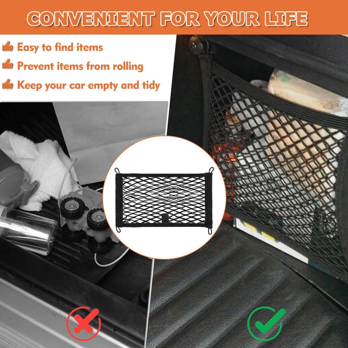 17.7 x 9.8 inch Universal Elastic Cargo Net Pocket,2 Pack