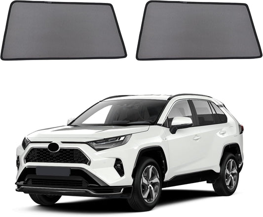 RAV4 Window Shades 2019-2024, Rear Side 2PCS Mesh Set | Custom Fit, Superior Sun Protection, Secure Magnetic Installation, Breathable Mesh, Ideal for Travel & Outdoor Adventures