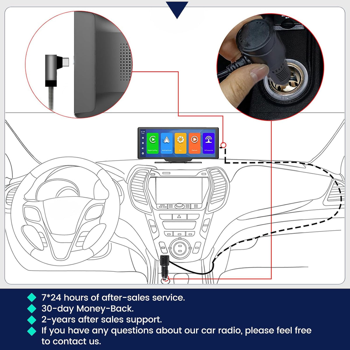 Carplay Screen Stereo 10.3 inch HD Wireless Car Play & Android Auto