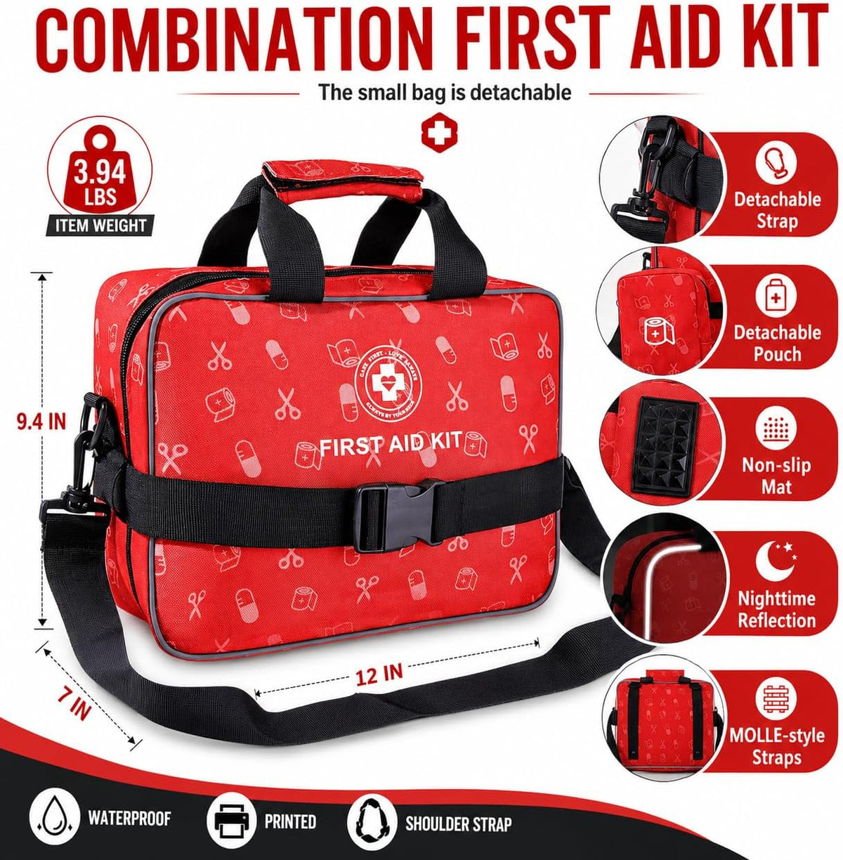 All-in-One Premium 530 Piece Emergency First Aid Kit, Large Medical Kit for Home, Car, Camping, Travel, Hiking, Sports & Outdoor