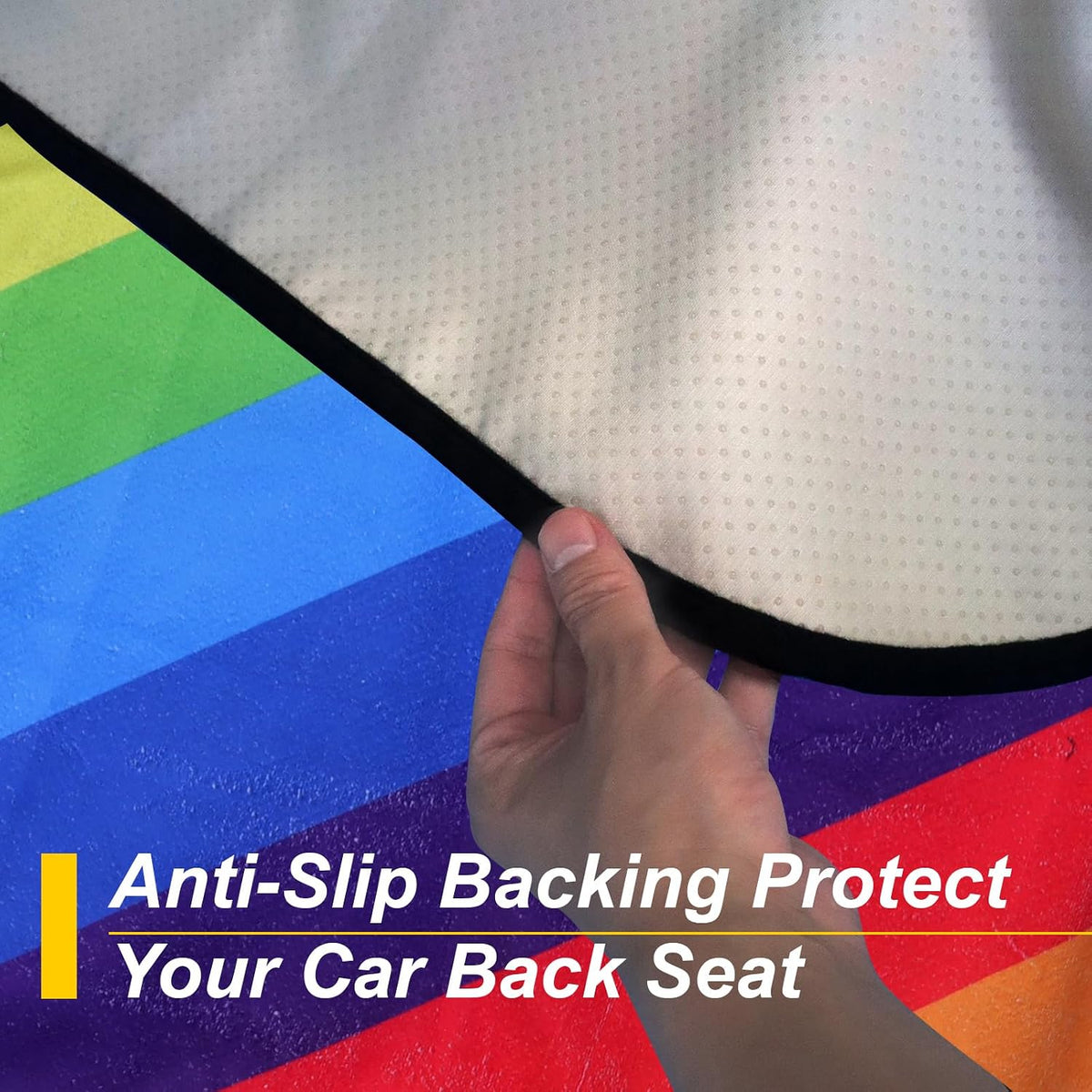 Back Seat Cover for Car Trucks Van SUV Jeep,Waterproof Rear Bench Towel Seat Covers for Dogs and Kids,Automotive Backseat Protector (Rainbow)