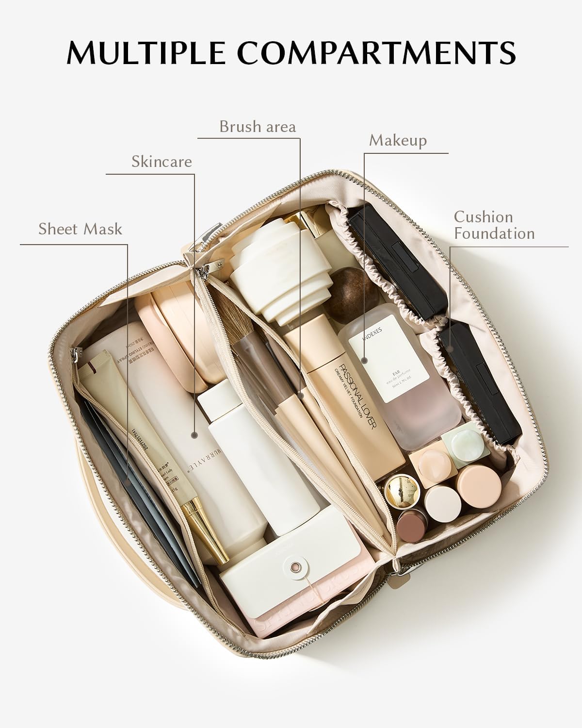 EACHY Travel Makeup Bag for Women, Personalized Initial J Cosmetic Bag