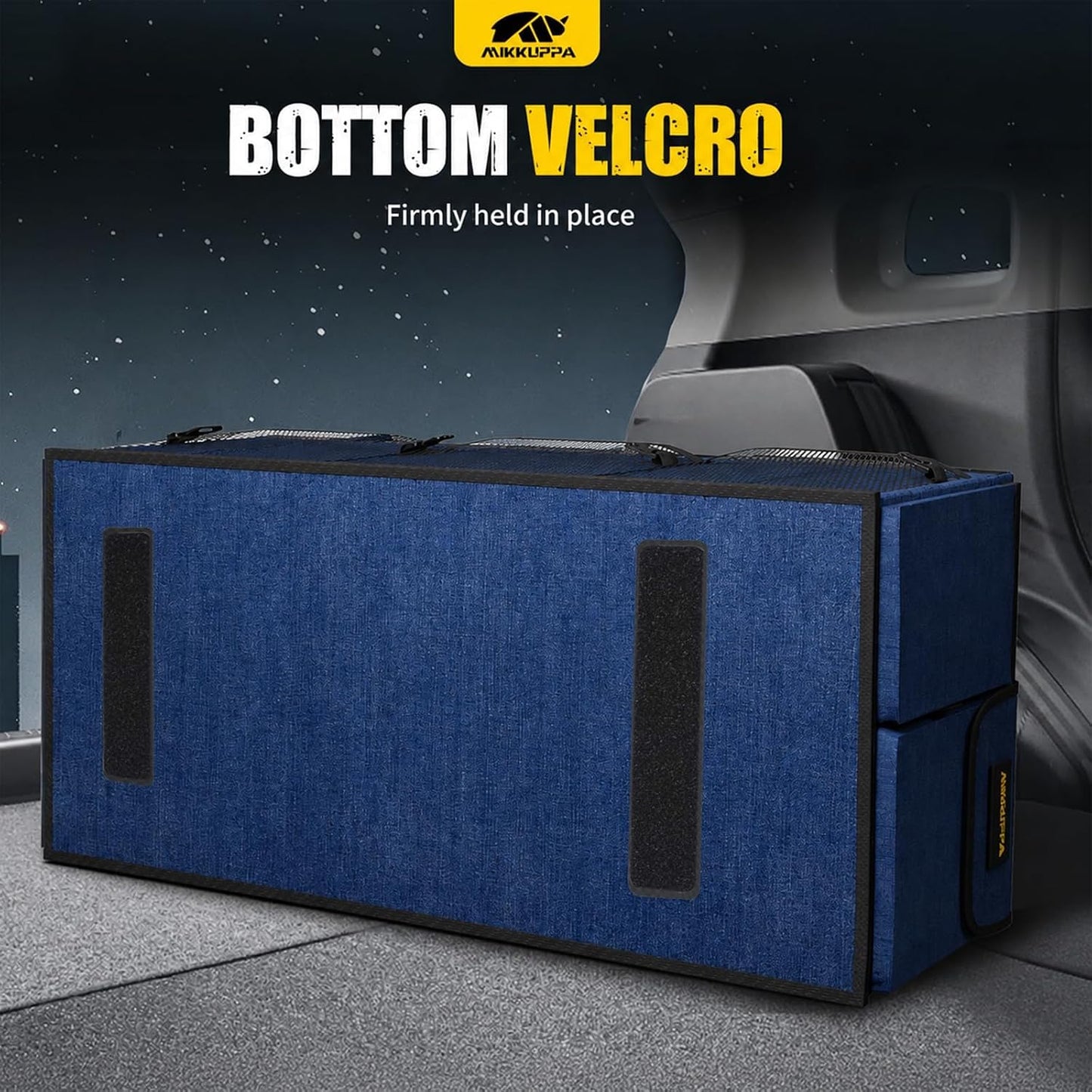MIKKUPPA Car Trunk Organizer - 95L Collapsible Trunk Organizer with Lid, Sturdy Car Storage for SUV Auto Truck Van with Adjustable Straps and Non Slip Bottom (Blue, XX-Large)