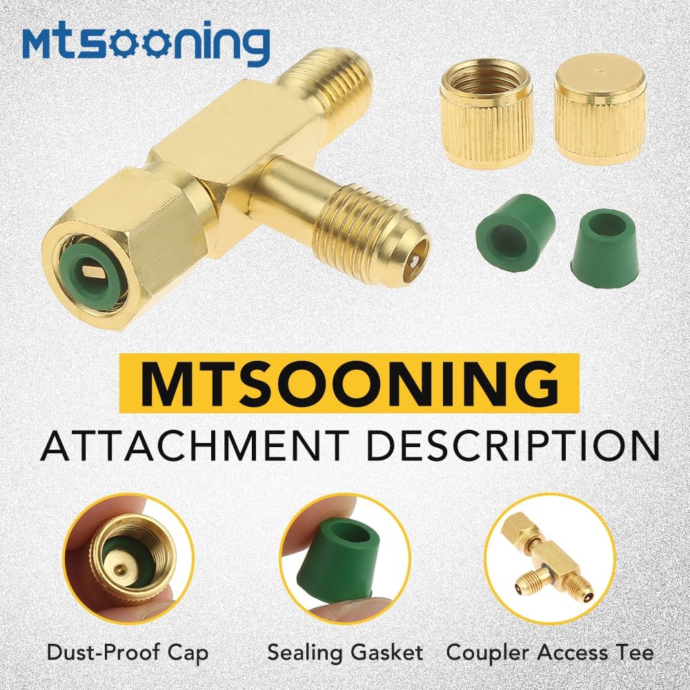 2 Pcs Quick Coupler Access Tee, 1/4'' Valves Core Tee Adapter with Swivel Connector Replacement for Gauge Deep Vacuum Pump Manifold