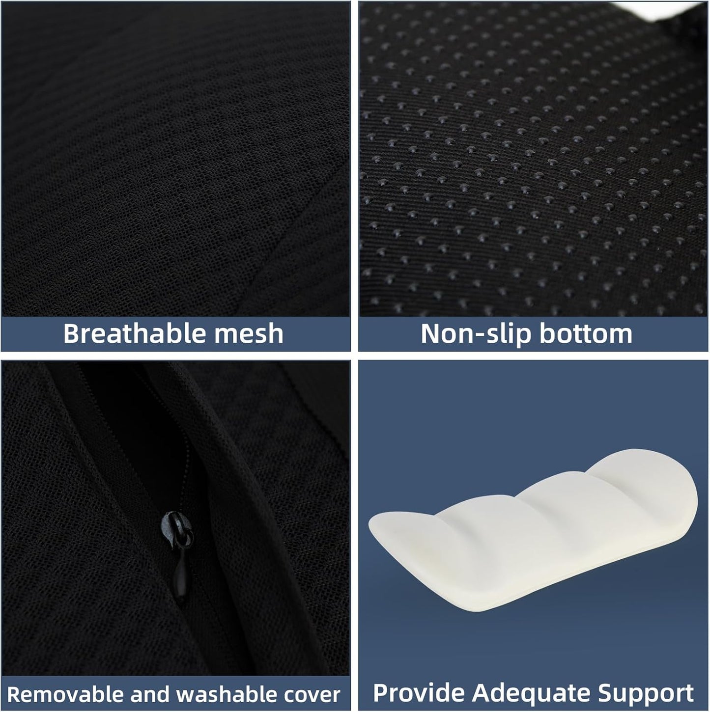 KAYI Lumbar Support Pillow for Car, Memory Foam Lumbar Pillow with Adjustable Straps, Lumbar Support Pillow for Office Chair, Back Support for Car, Sitting, Driving, Traveling (1, Black)