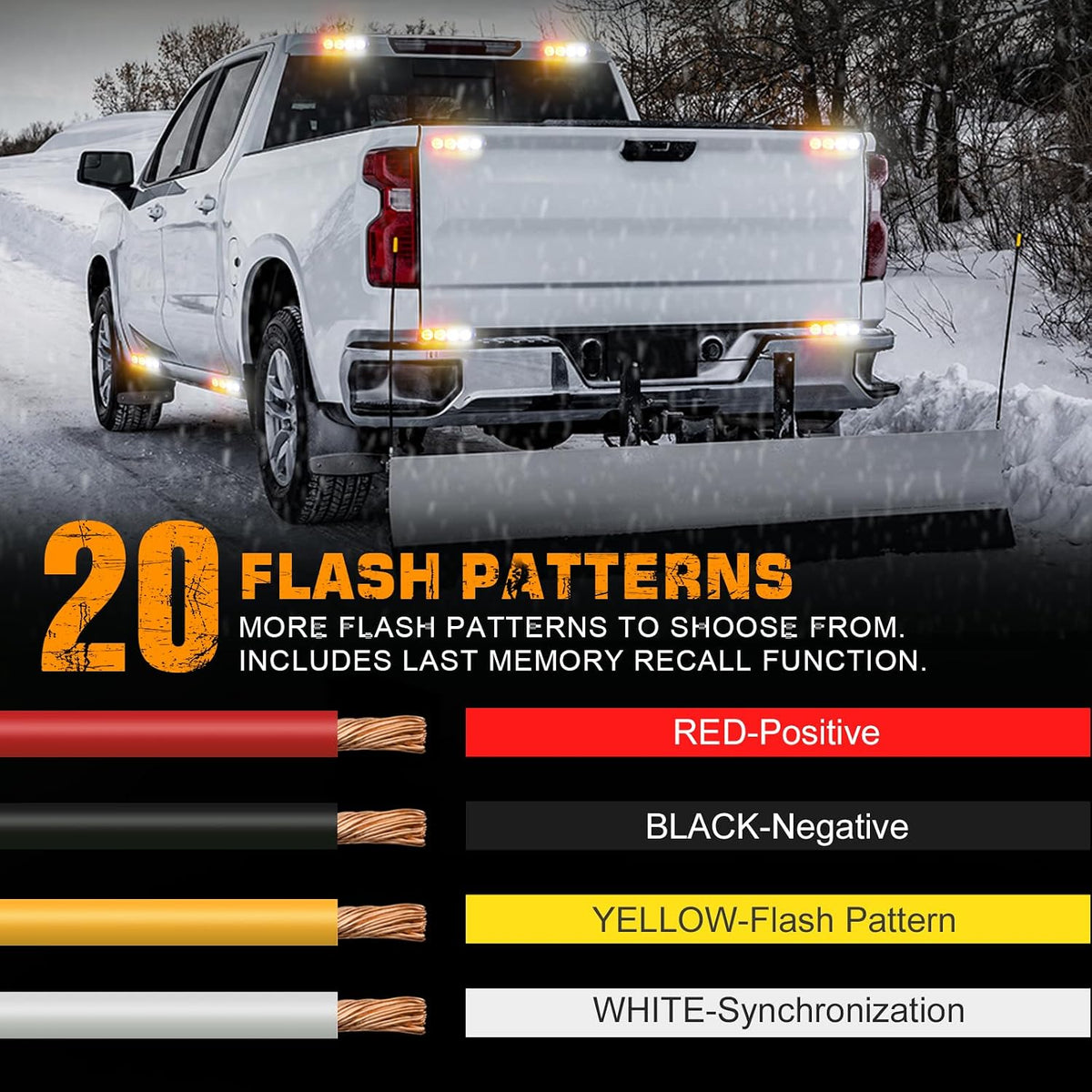 XRIDONSEN 8PCS Sync Grill Strobe Lights 32 LED Amber White Grille Light Bar