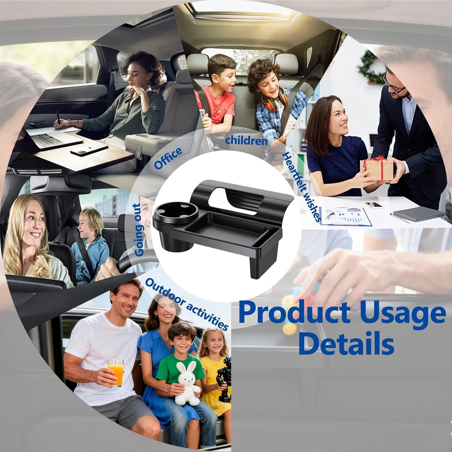 Car Window Multifunctional Storage Organizer, Car Door Cup Holder, Functional Vehicle Organizer Rack with Storage Organizer Tray Fits Most Vehicles