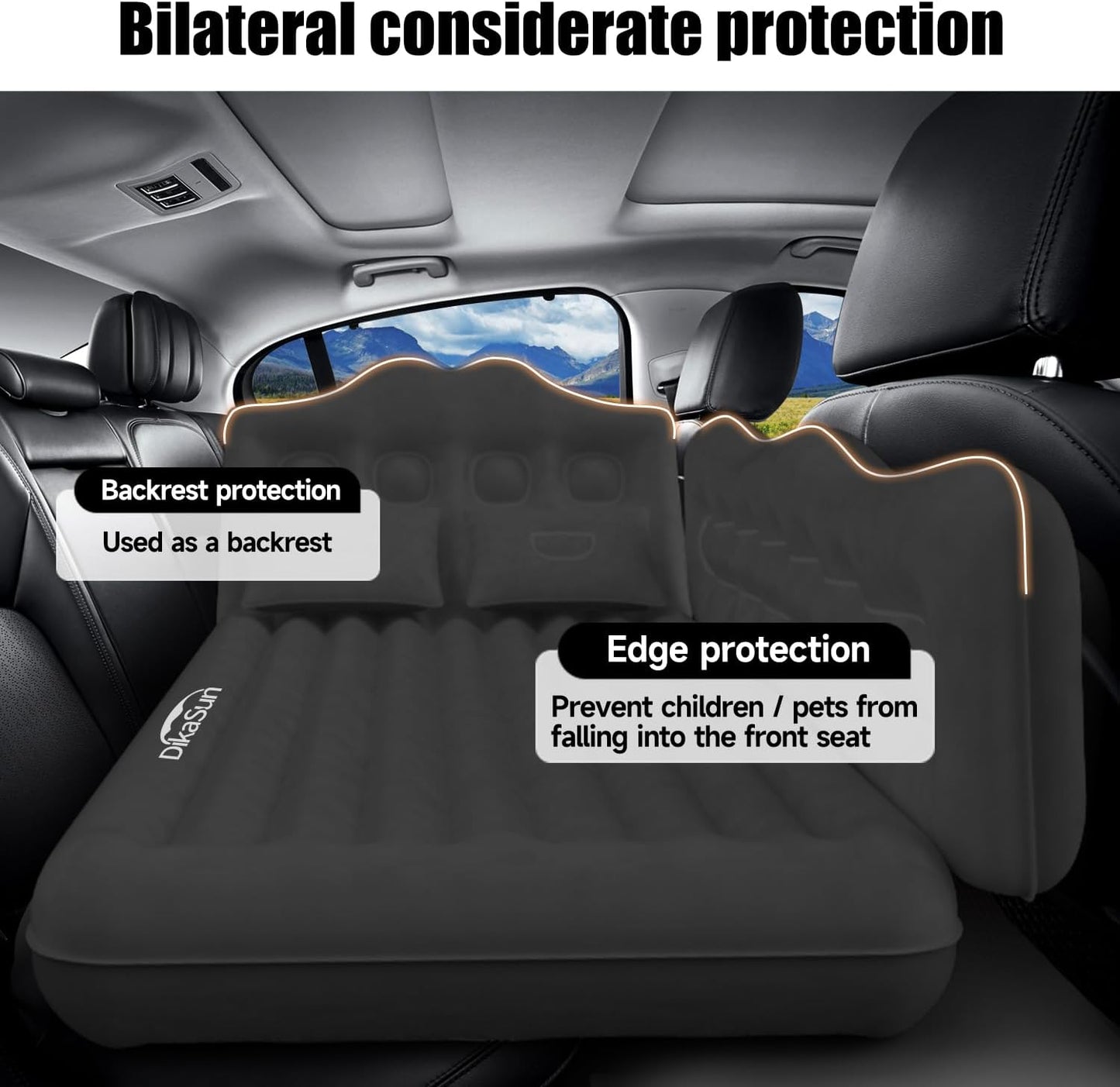 Car Air Mattress, Inflatable SUV Truck Camping Mattress for Back Seat, Thickened Travel Car Bed Sleeping Pad with Air Pump 2 Pillows