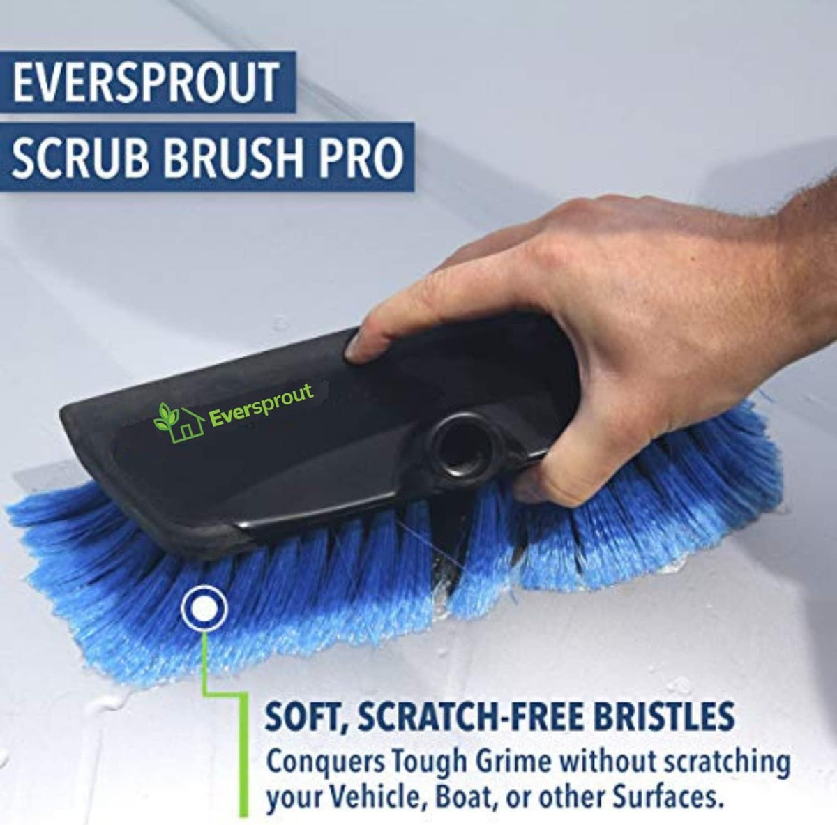 EVERSPROUT Scrub Brush, 1.5 to 3ft Pole, Rubber Bumper, No-Scratch