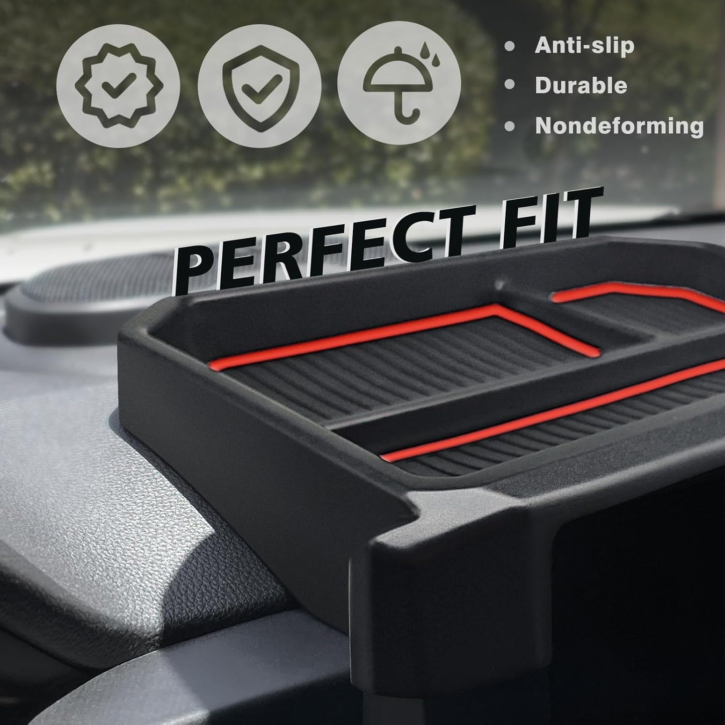 Muslogy Dashboard Storage Box for 2024 2025 2026 Tacoma &amp; 2025 2026 4Runner Accessories Center Console Organizer w/ 8-inch Screen for SR SR5 TRD PreRunner TRD Sport Off-Road Pro Trailhunter (Red)