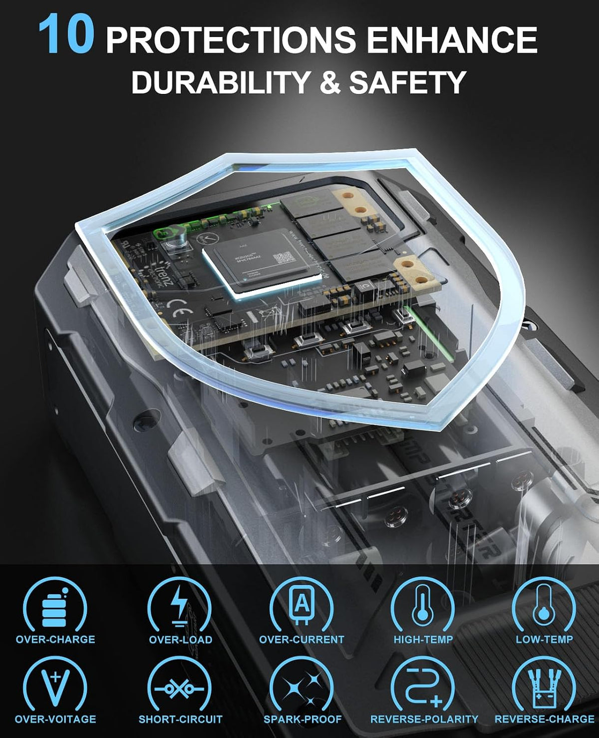 Jump Starter with Air Compressor, 4000A Portable Car Battery Charger Jump Box, 150PSI Tire Inflator and Battery Jumper Pack for 12V Vehicle, Jumper Starter Power Booster, Roadside Emergency Kit