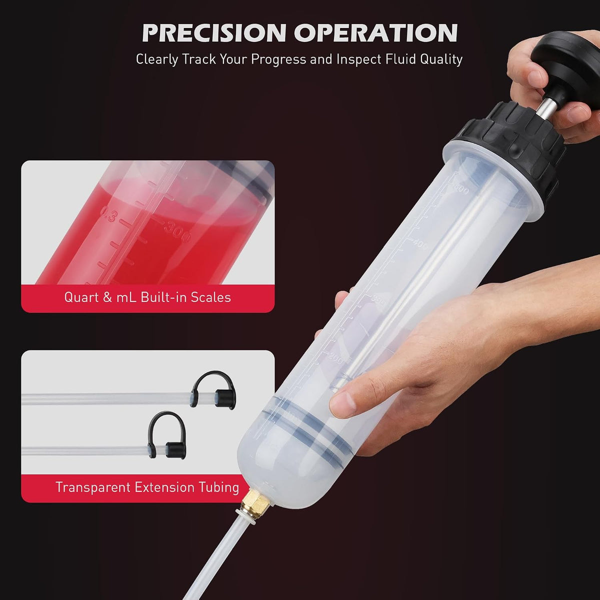 SEDY 500CC Fluid Extractor, Multi-Purpose Oil Syringe, Oil Suction Pump, Manual Extraction and Filling Pump, Automotive Oil Syringe(17.6 Oz./0.45 Qt./500 CC)
