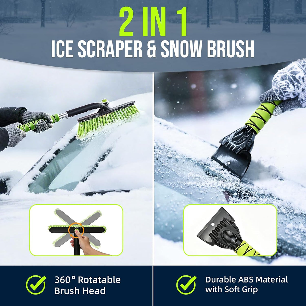 Winter Car Emergency Safety Kit Bag with Jumper Cables, Snow Shovel for Car