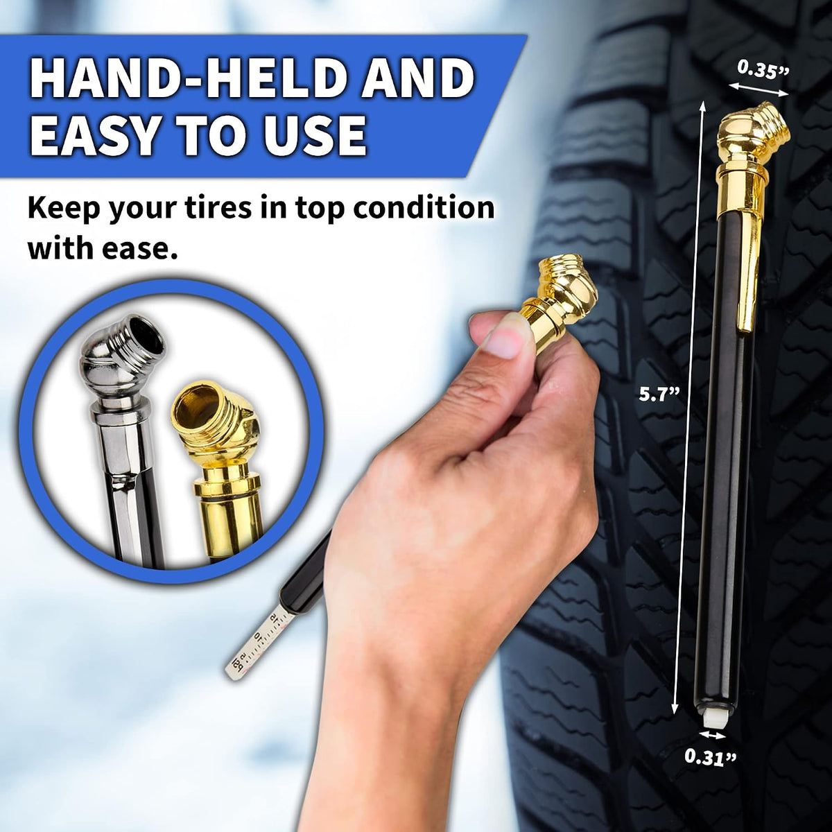 Pencil Tire Pressure Gauge 0-50 PSI, Bulk Hard Polymer, 12 Pack