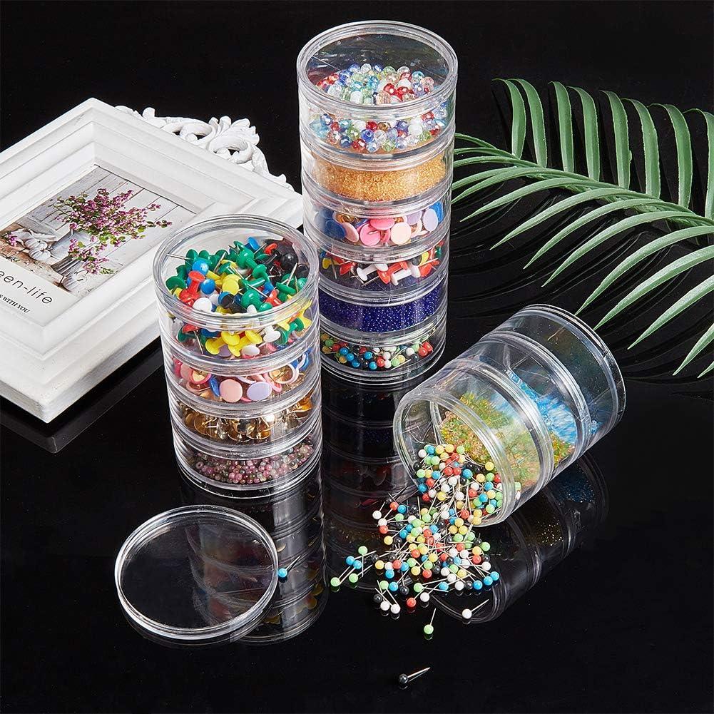 BENECREAT 60ML Stackable Round Plastic Containers 4 Column(5 Layer/Column) Bead Storage Jars for Beads, Buttons, Crafts and Small Findings