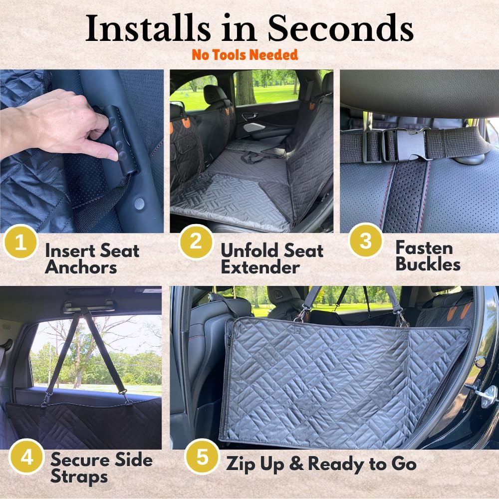 Back Seat Extender for Dogs, Hard Bottom Dog Car Seat Cover