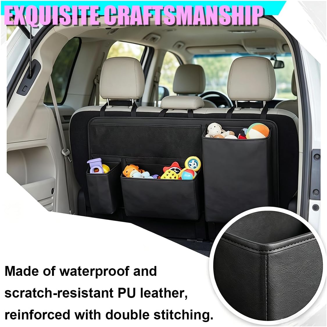 Car Trunk Hanging Organizer, Water-Resistant Large Capacity Car Backseat Storage Bag with Adjustable Straps, Automotive Interior Cargo Organizers for SUV MPV Truck(Bag)