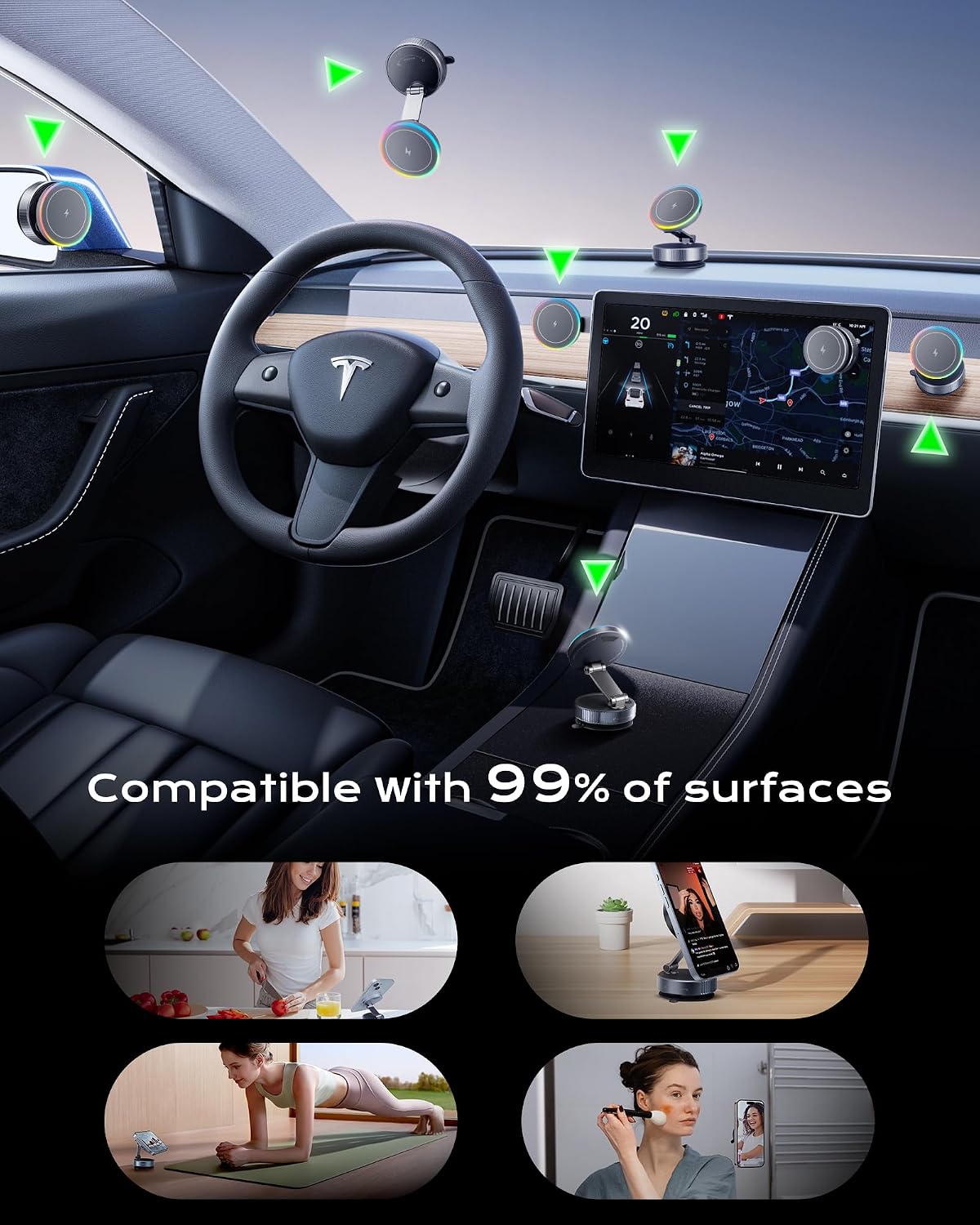 MagSafe Car Charger Mount, 15W Fast Wireless Charging Phone Holder, 108LB Vacuum Suction Cup & 3800gf Strong Magnet, 360° Adjustable Dashboard Windshield Mount for iPhone 17 Pro Max/17 Air/16-12