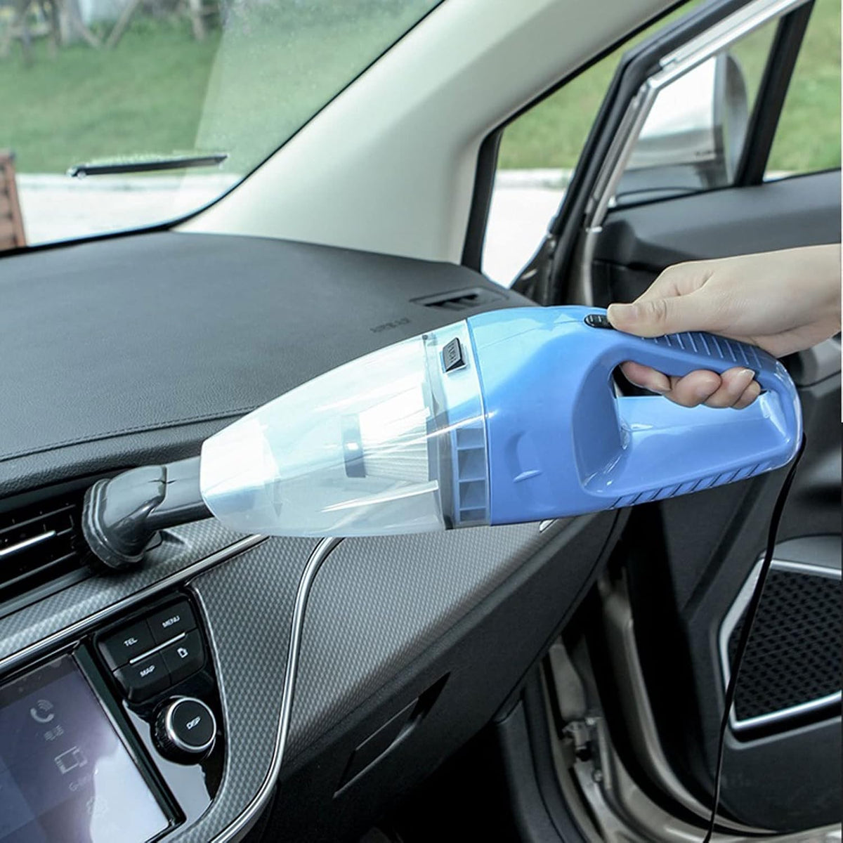 Hard Floor Vacuum 5m Car Mini Vacuum Cleaner Handheld Portable Wet and Dry Car Cleaning Tools (Color : Black)