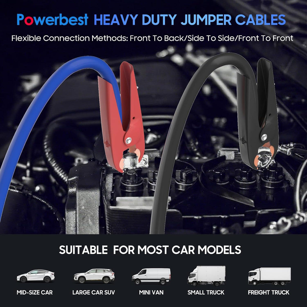 1 Gauge 30 Ft Heavy Duty Jumper Cables - 175A Anderson Connect
