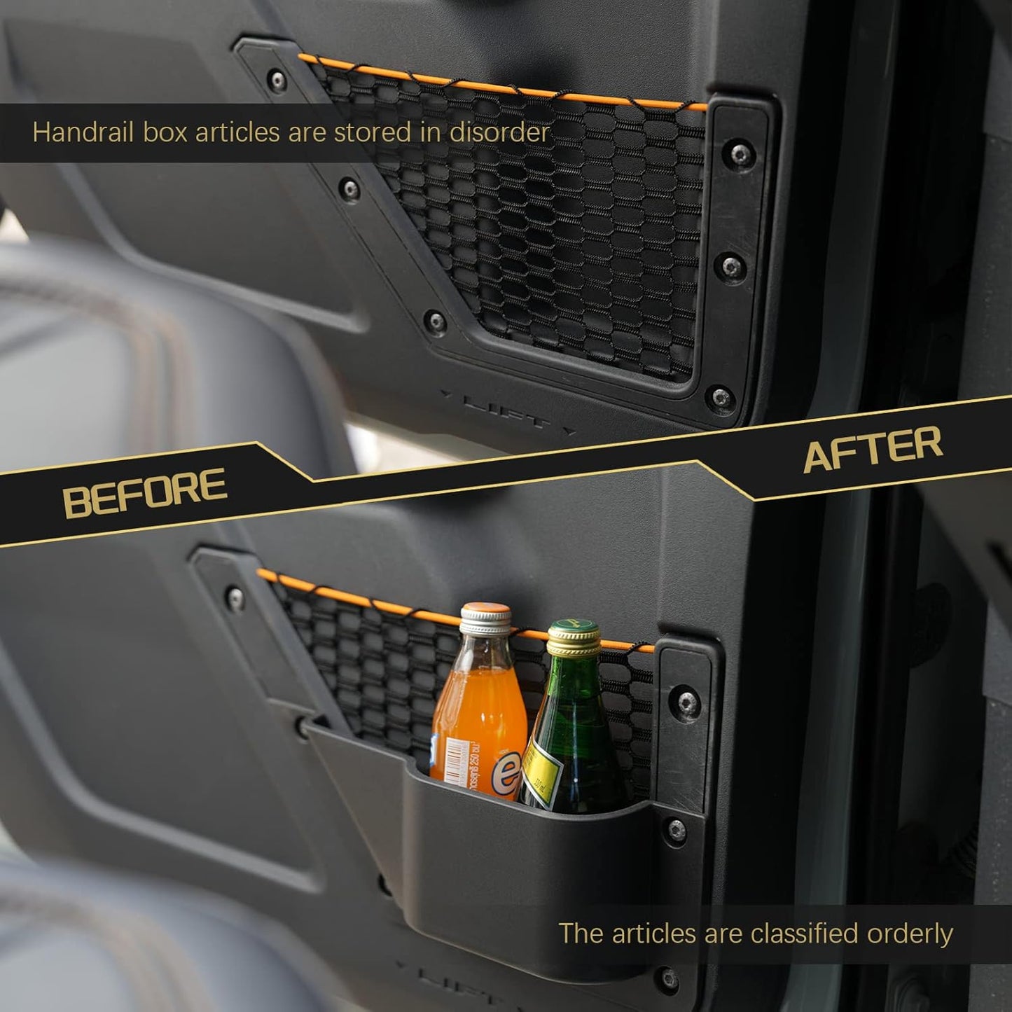 Front Door Storage Pockets Front Door Side Organizer Box Ford Bronco Storage Expansion Interior Accessories, Door Cup Holder, Compatible for Ford Bronco 2021-2025 2/4 doors，2 PCS