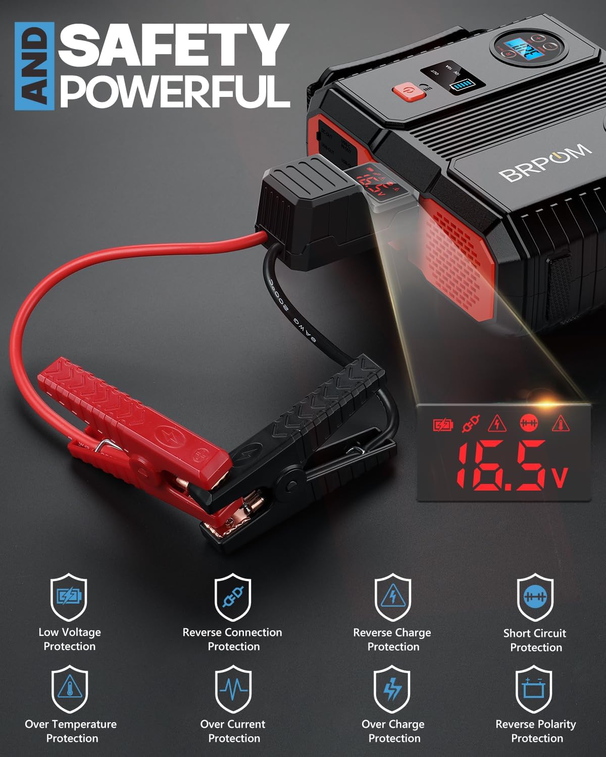 Car Jump Starter with Air Compressor, 9000A Peak 26800mah (Up to All Gas or 12.0L Diesel Engine, 50 Times) Portable160PSI Jump Starter 12V Auto Battery Jump Pack Quick Charge