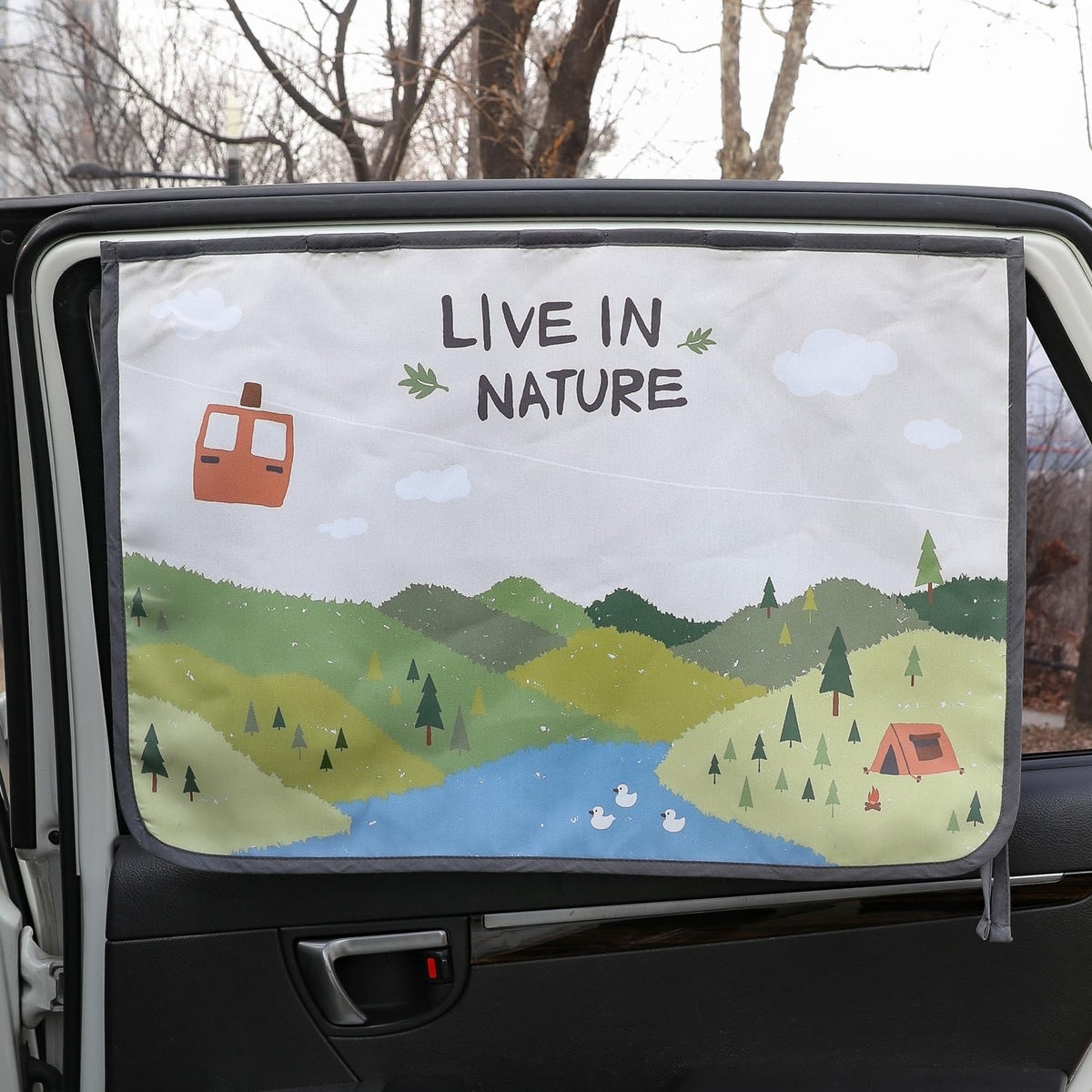 Magnetic Car Sun Shade Curtain for Side Window – Sun Blocker and UV Protector for Baby, Kids, and Pets – Universal Fit with Built-in Magnets for Steel-Framed Door (Animal Friends)