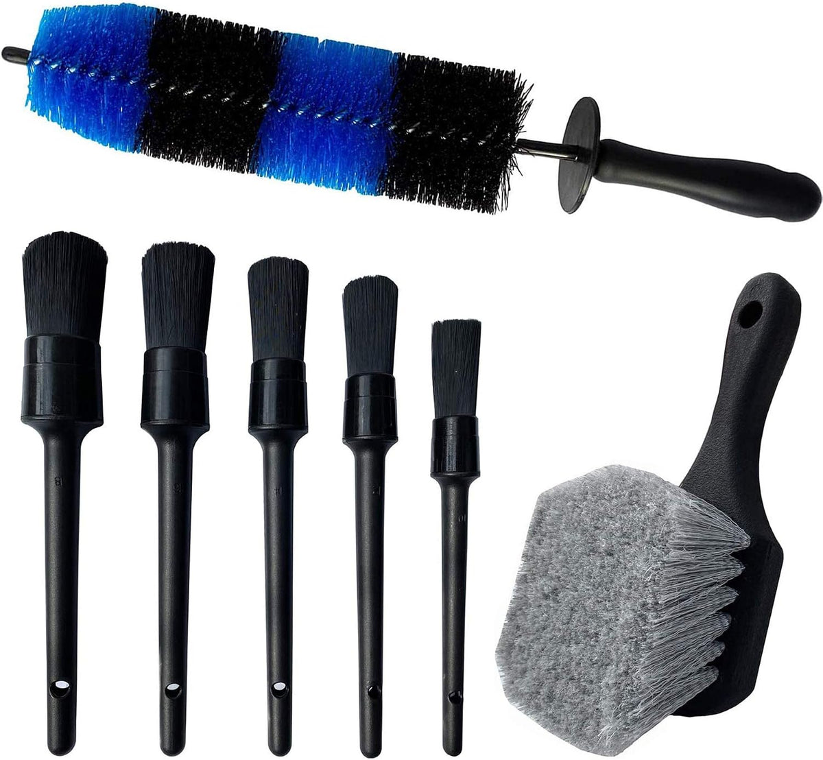 Car Wash Brush with Long Handle, Car Detailing Kit, Wheel Brush 7 Packs