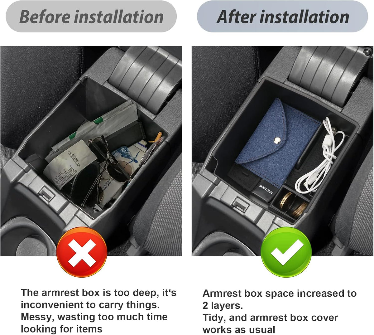 SKTU for 2022-2027 Toyota Corolla Center Console Organizer w/Coin Holder