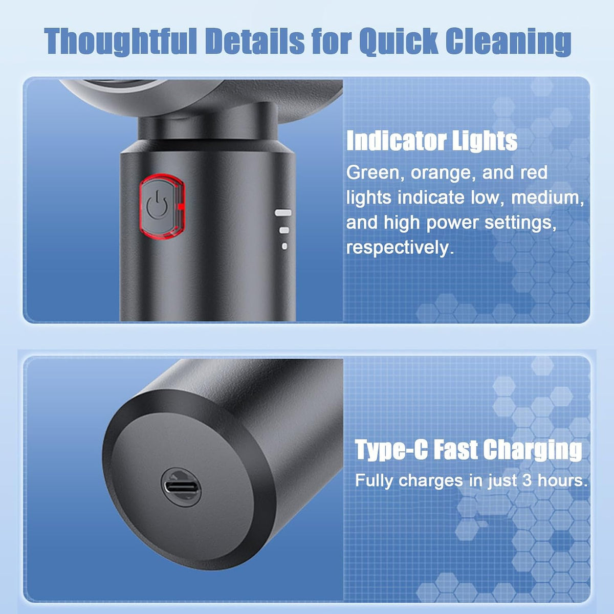 Handheld Vacuum Cordless for Opel Astra Crossland Grandland Insignia Mokka Combo Car Vacuum 3-Speed with Multi-Nozzles & Washable Filter,Gunmetal Black