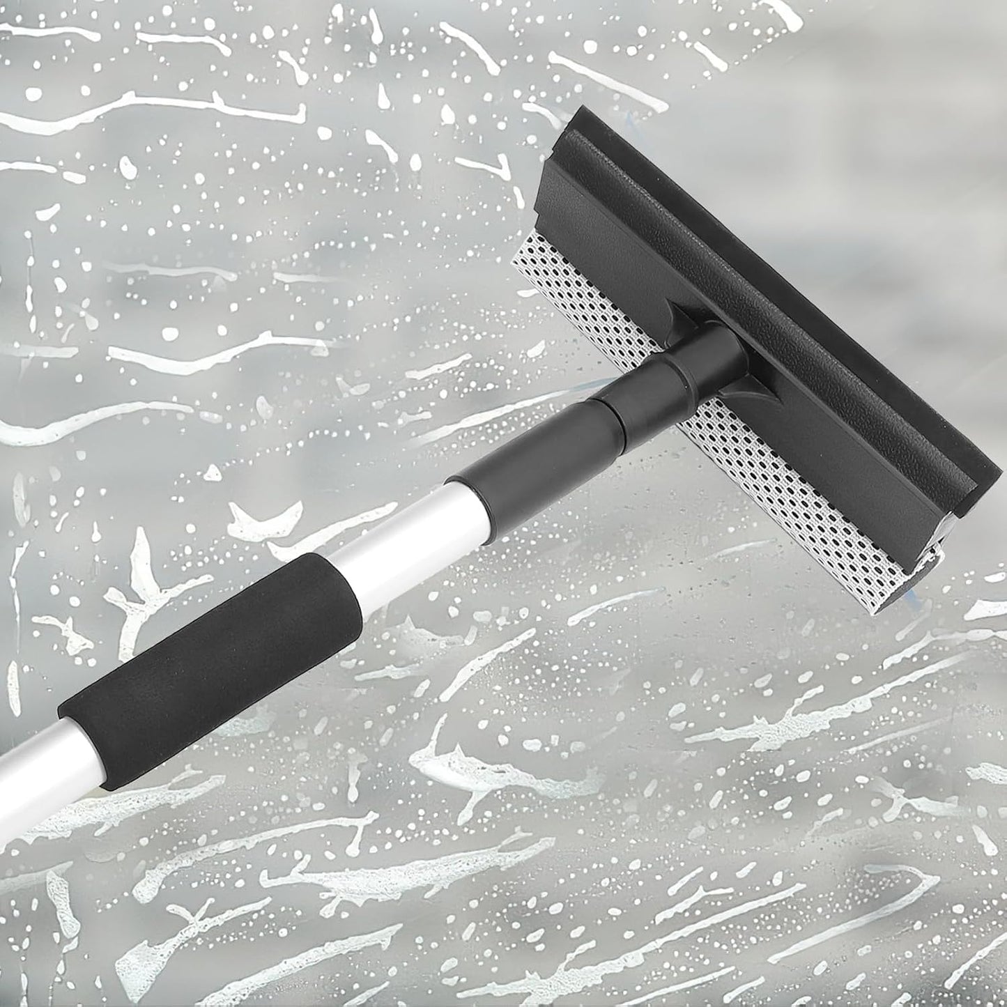 Yardwe Telescopic Stainless Steel Dual-Sided Car Squeegee with Extendable Handle for Windshield and Window Screen Cleaning, Automotive Glass Washer for Efficient Exterior Care