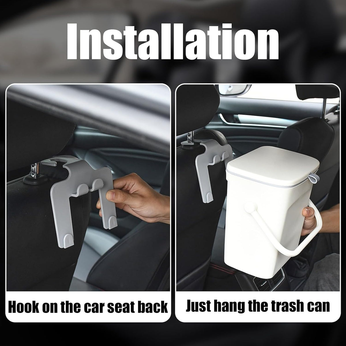 Leakproof Car Trash Can with Lid, Hanging Back Seat Garbage Bin Waterproof, Ideal for Cars/SUVs/Trucks/Road Travel