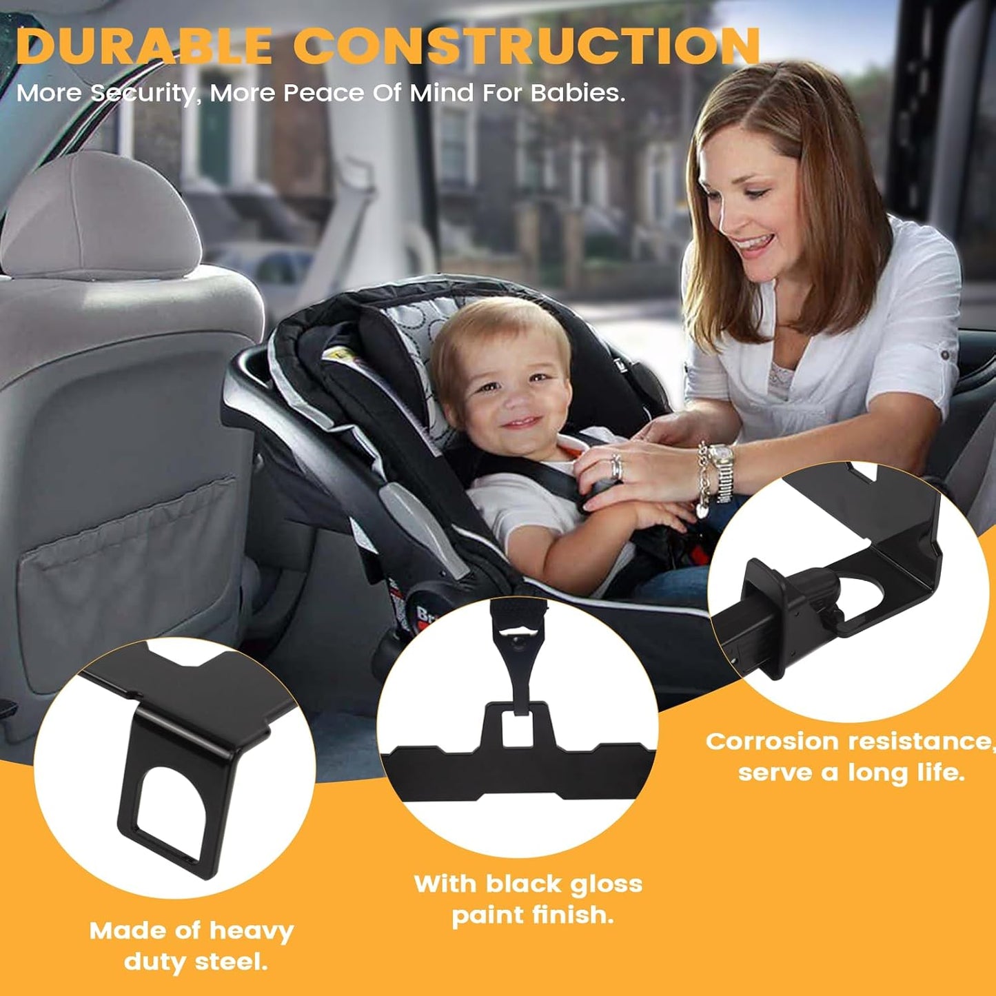 Car Seat Latch Anchor Kit - Converts Older Cars to ISOFIX Compatibility Interface， Safety Car Seat Adapter Tether Bracket Mount for Vehicles Heavy-Duty Steel Easy Install (Check Size Before Buy)