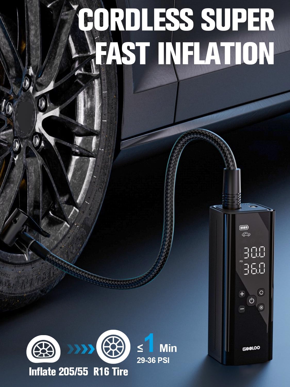 GOOLOO GT150 Tire Inflator Portable Air Compressor,150 PSI,LED Screen