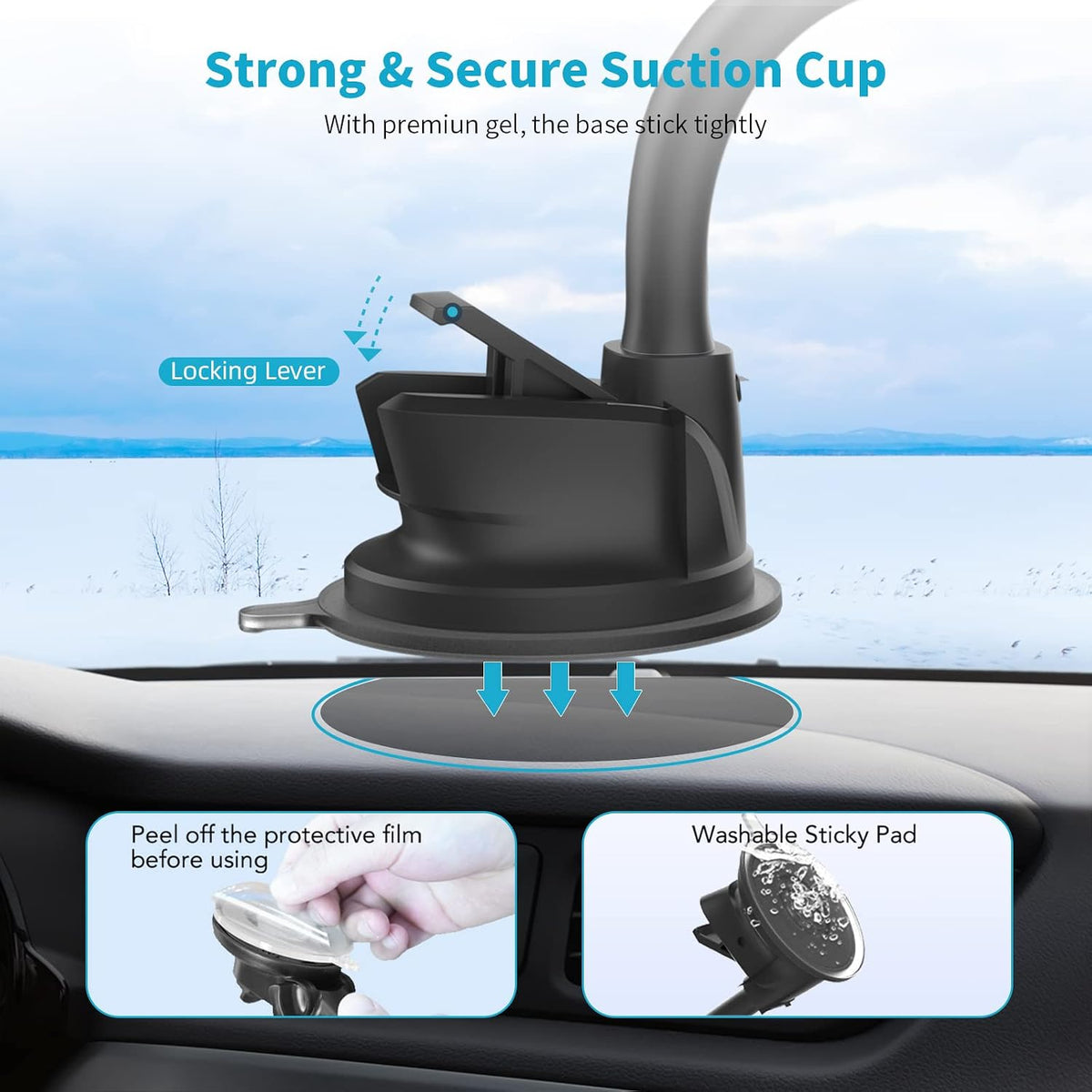 APPS2Car Magnetic Phone Mount for Windshield Dashboard, Suction Car Mount