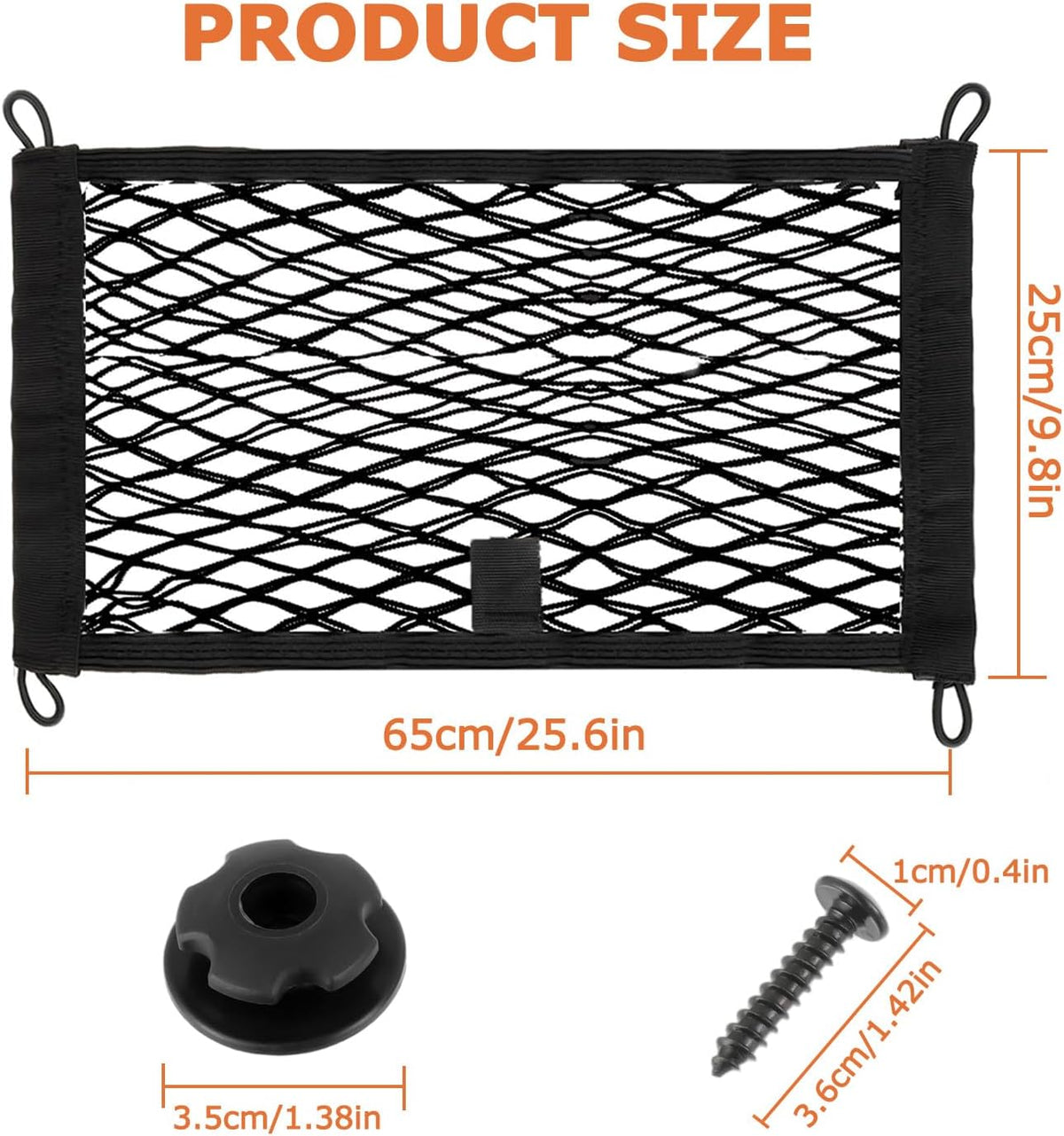 25.6 x 9.8 inch Universal Elastic Cargo Net Pocket,2 Pack